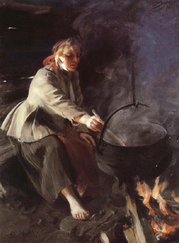 Anders Zorn In the Cookhouse Germany oil painting art